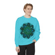 Teal & Blue Mandala Sweatshirt - Intricate Design with Detailed Floral Pattern and Bohemian Elements