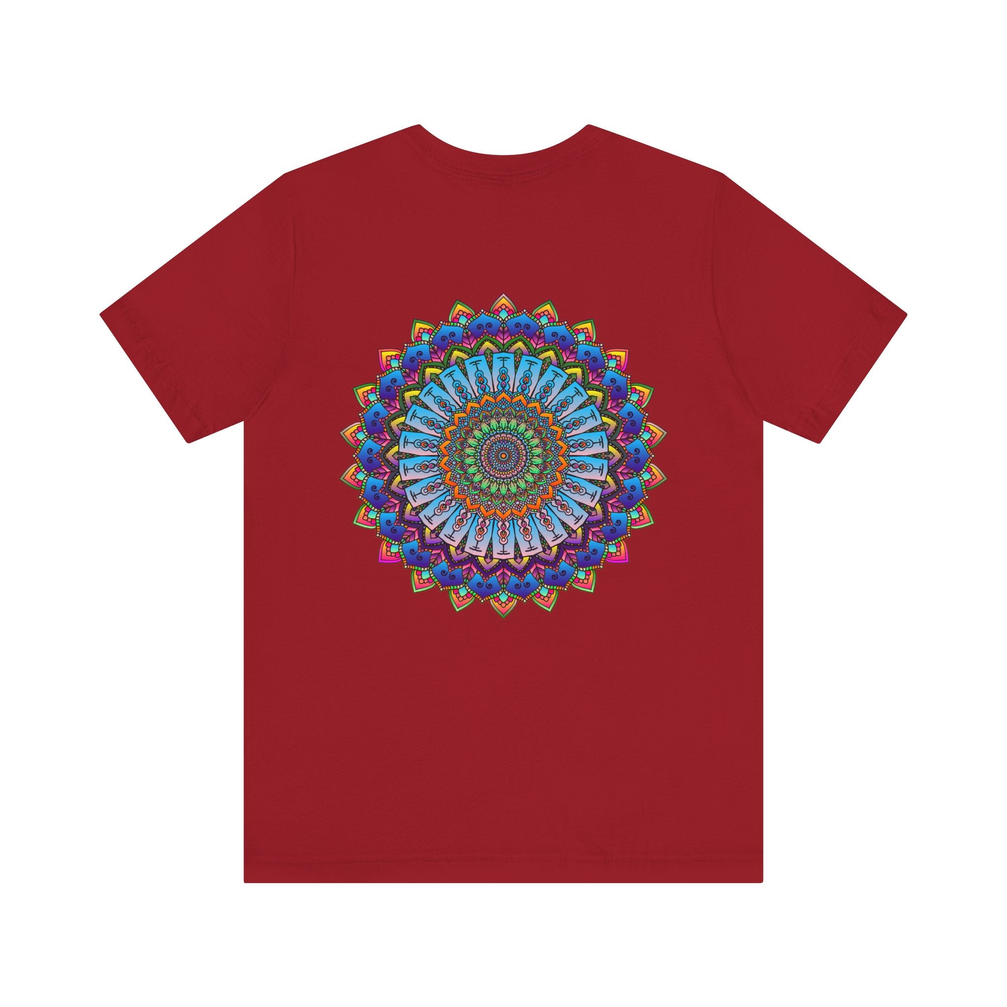 Vibrant Mandala Tee with intricate spiritual design promoting peace and harmony