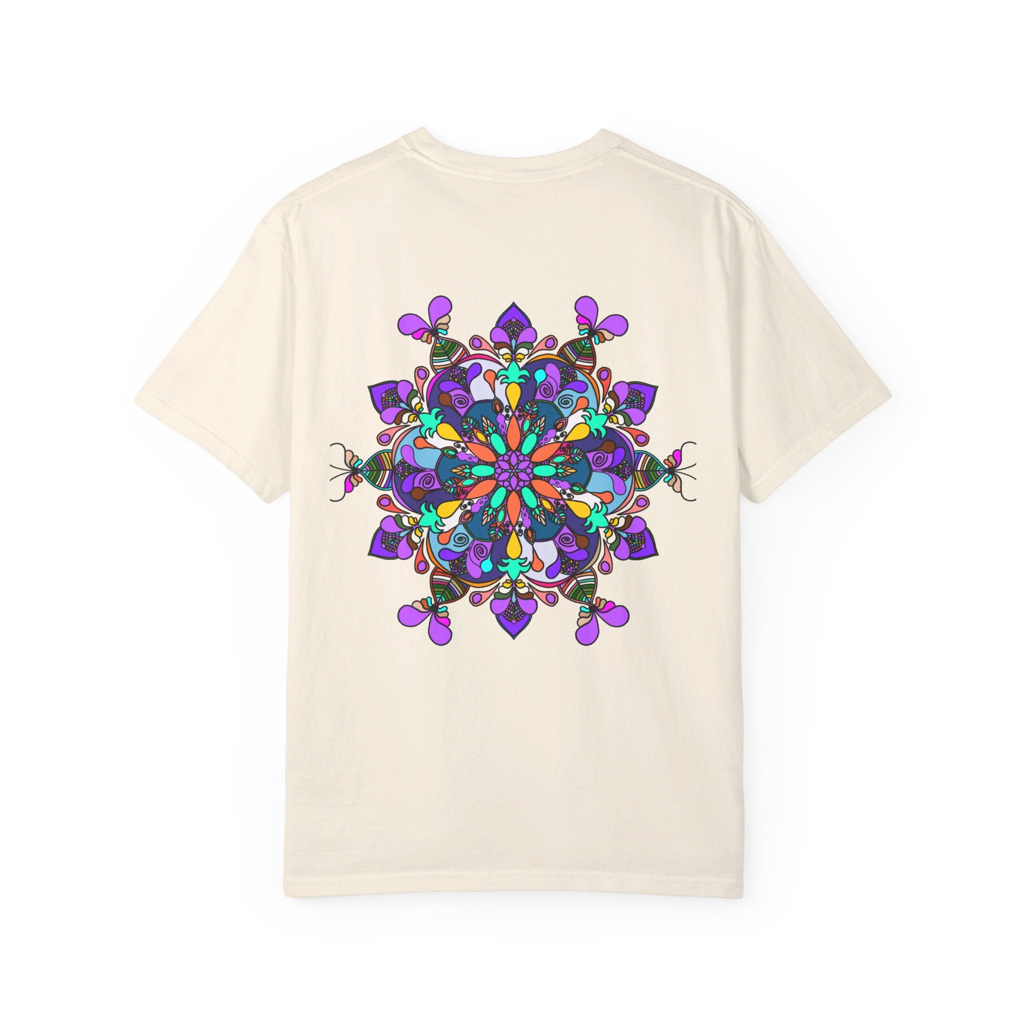 Unisex Mandala T-Shirt made of 100% Ring-Spun Cotton with Hand-Drawn Mandala Art, Garment-Dyed for Extra Comfort