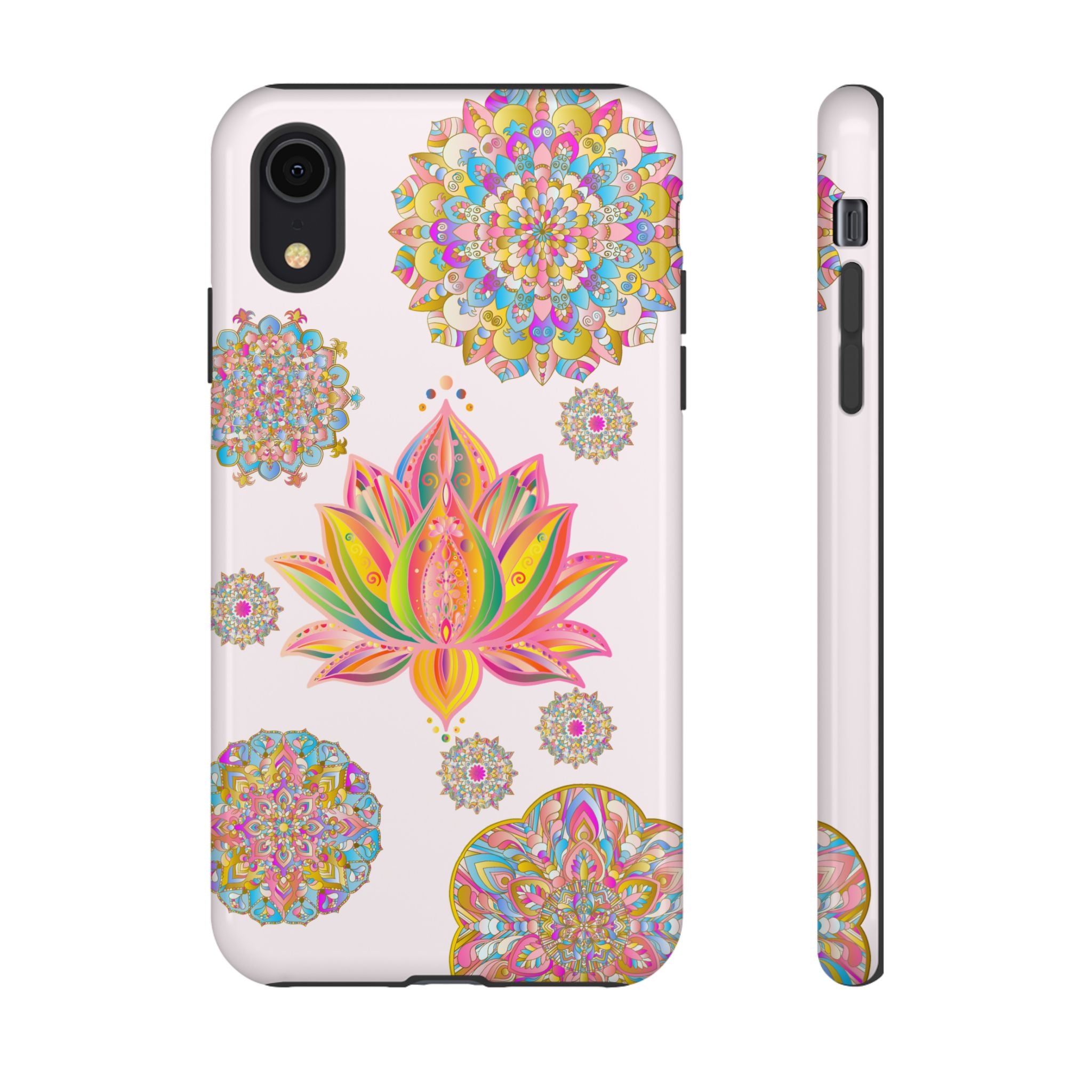 Light pink lotus flower mandala design phone case, a stylish and protective accessory for your phone