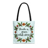 A beautiful floral crown tote bag with a serene and stylish design