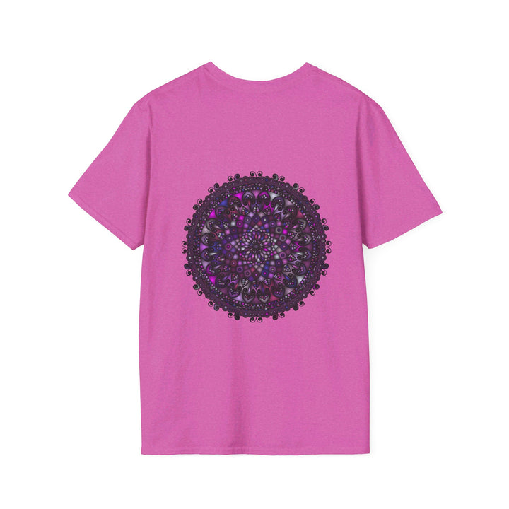 Softstyle unisex purple mandala art t-shirt with hand-drawn design