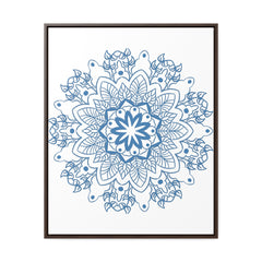 Beautiful Mandala Handmade Art in Steel Blue, Gallery Canvas Wraps, Vertical Frame