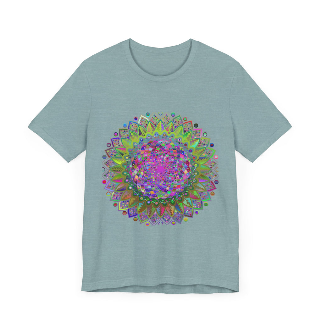 Vibrant Mandala Tee featuring colorful geometric art design, perfect for adding a pop of color to your wardrobe