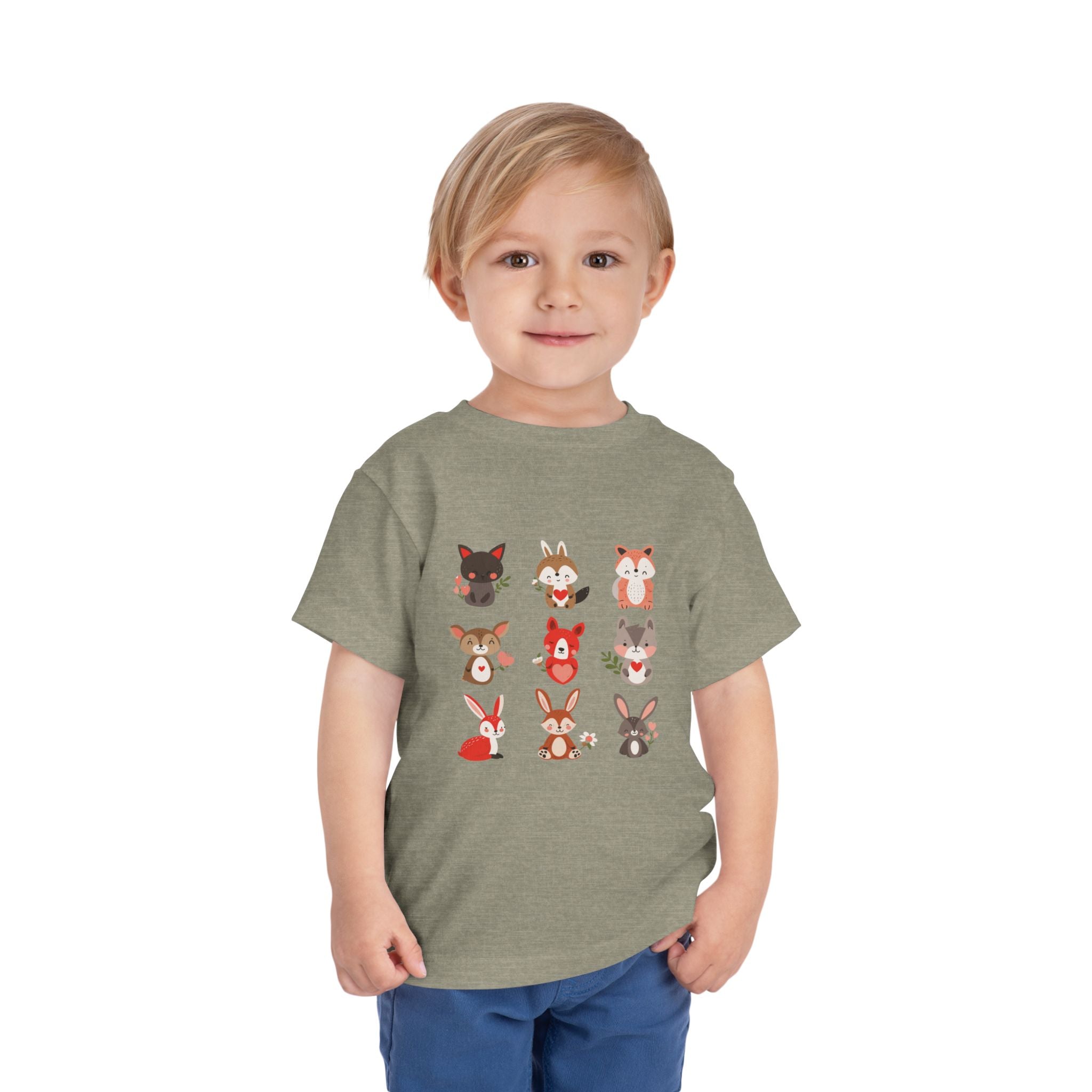 Animal Love Toddler Tee, Cute Cartoon Animals T-Shirt for Kids