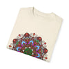 Unisex mandala t-shirt made from 100% ring-spun cotton, featuring hand-drawn mandala art and garment-dyed for extra comfort