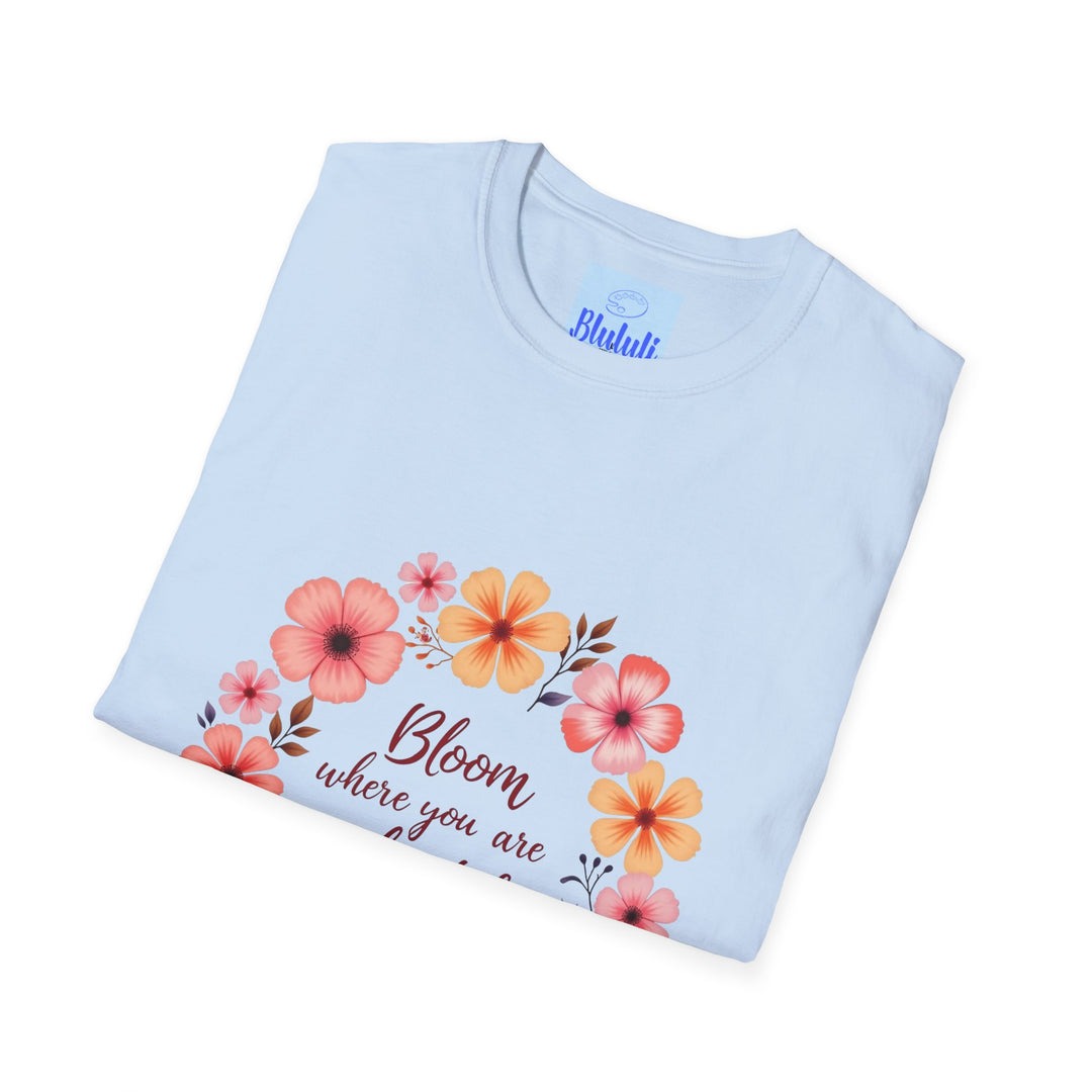 Beautiful t-shirt with a floral mandala design and inspiring quote