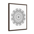 Handcrafted black and white mandala art on gallery canvas wrap with vertical frame