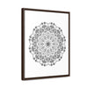 Handcrafted black and white mandala art on gallery canvas wrap with vertical frame