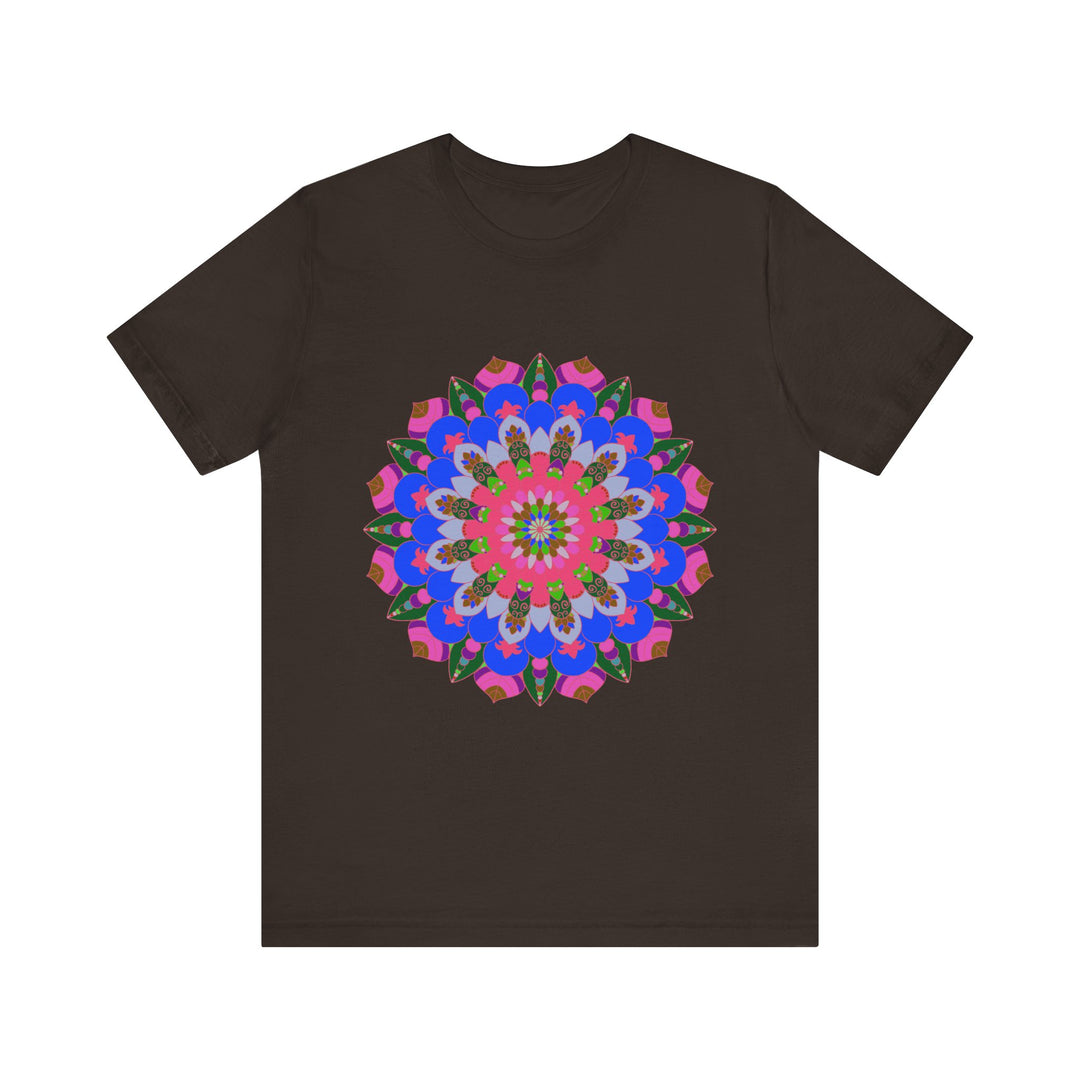 Vibrant and intricate geometric mandala design on colorful t-shirt