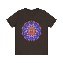 Vibrant and intricate geometric mandala design on colorful t-shirt