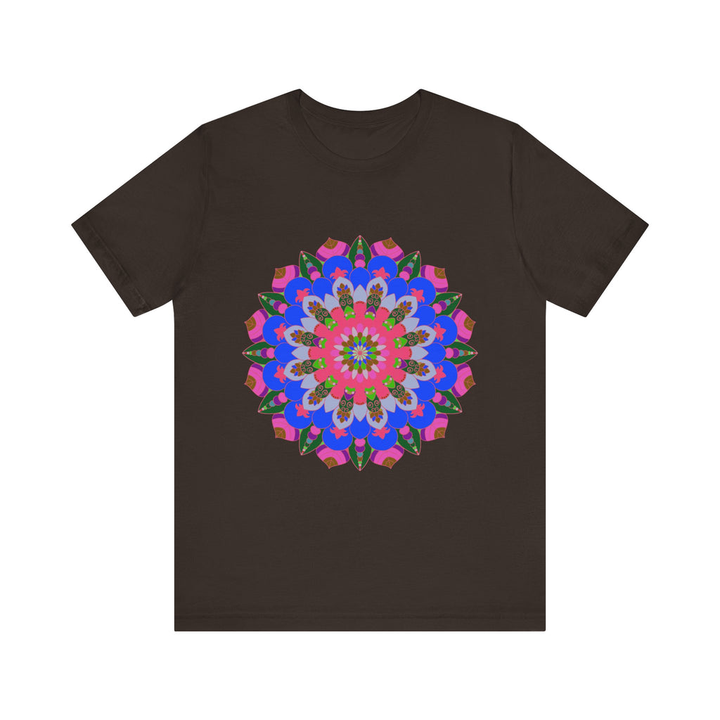 Vibrant and intricate geometric mandala design on colorful t-shirt