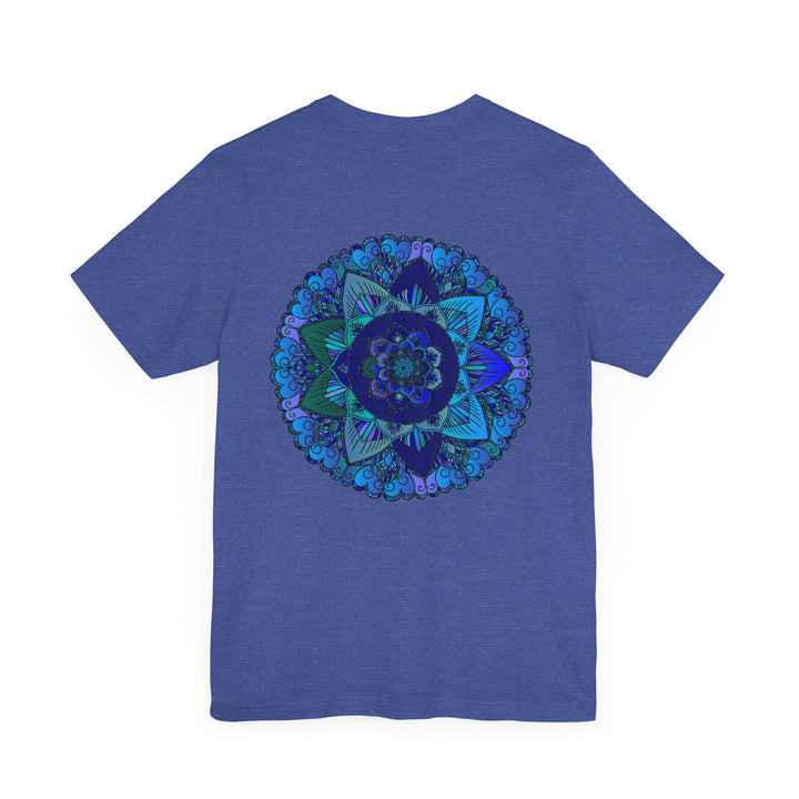 Beautiful blue mandala design t-shirt promoting spiritual peace and harmony