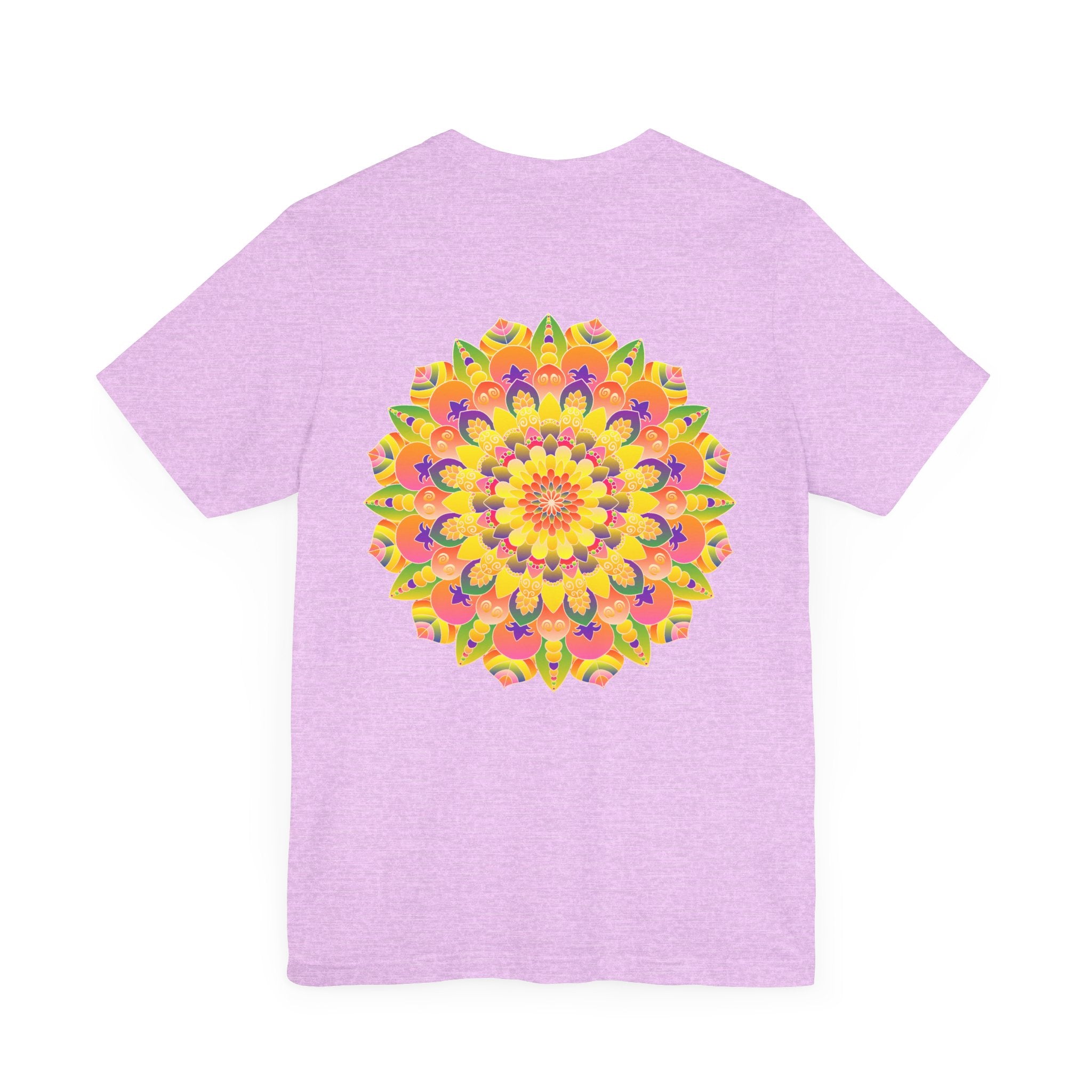 A colorful and intricately designed Vibrant Mandala Tee promoting peace and harmony