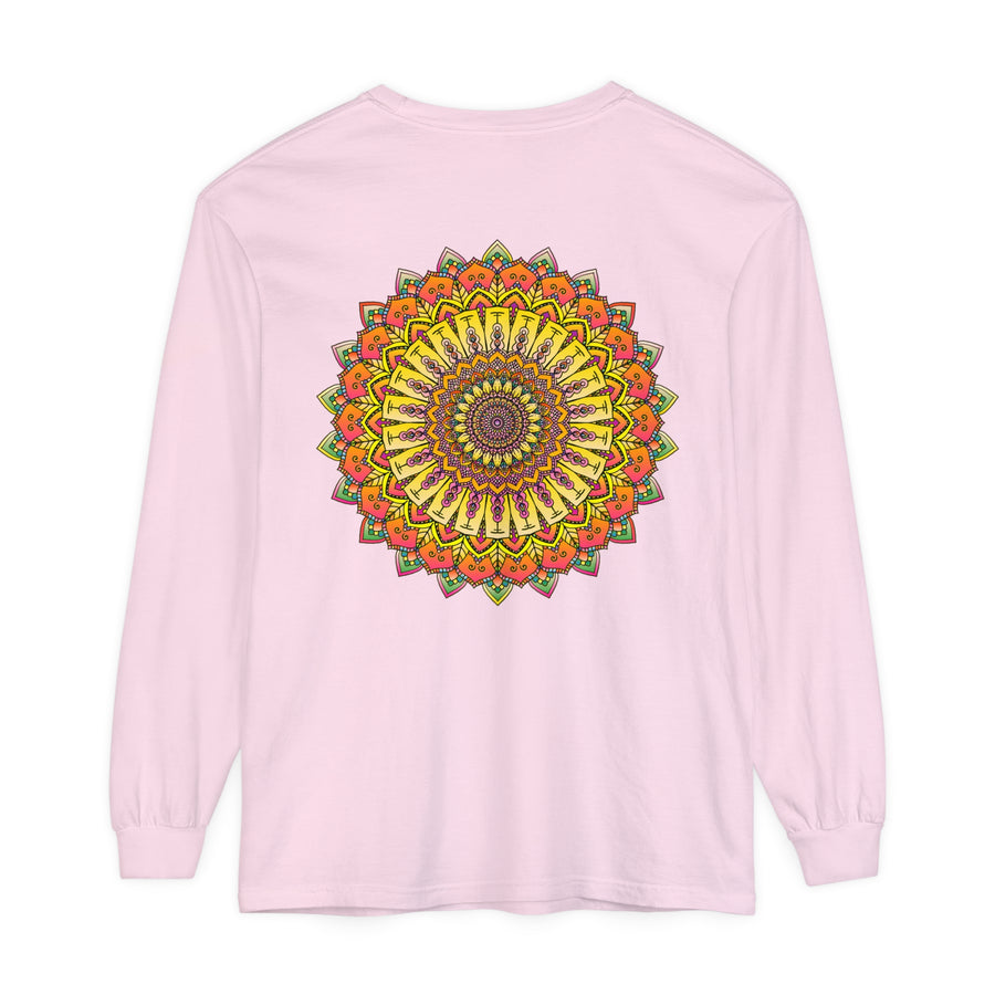 Intricate Mandala Unisex Long Sleeve T-Shirt featuring detailed mandala design in vibrant colors