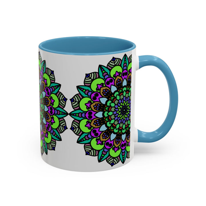 Colorful and intricate mandala art design on ceramic mug