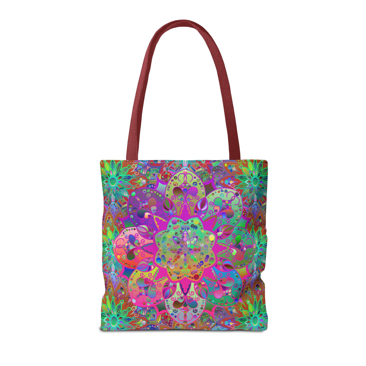 Psychedelic Mandala Tote Bag — Colorful Boho All-Over Print Tote
