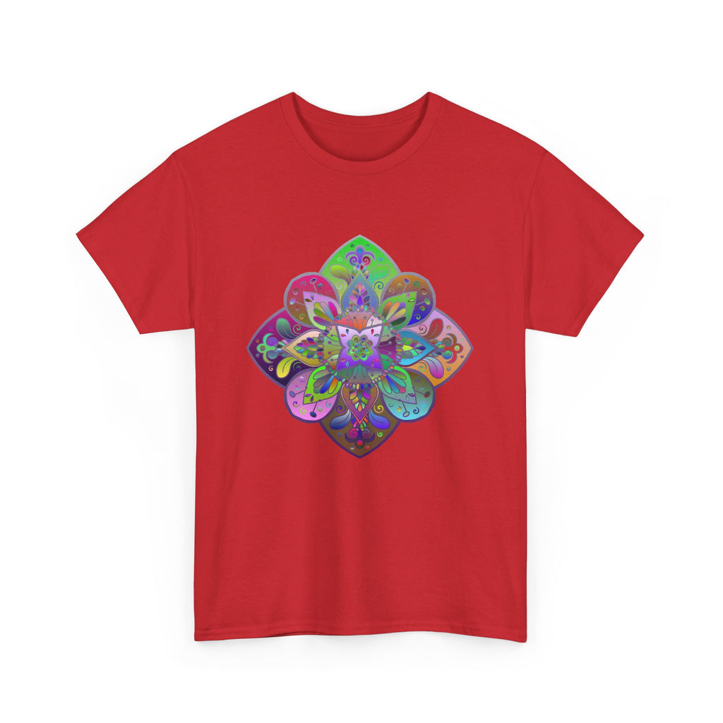 Mandala Art on Tshirt Yoga Mindfulness - Unisex Heavy Cotton Tee, a beautiful and intricate design perfect for yoga and meditation enthusiasts