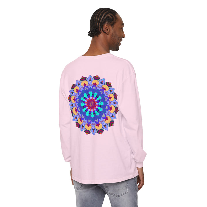 Colorful and intricate mandala design on a long sleeve t-shirt