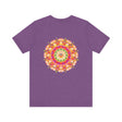 Colorful and intricate mandala design on a t-shirt promoting spiritual peace and harmony