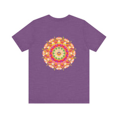 Colorful and intricate mandala design on a t-shirt promoting spiritual peace and harmony