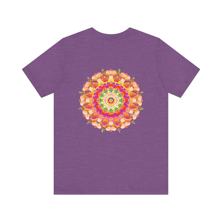 Colorful and intricate mandala design on a t-shirt promoting spiritual peace and harmony