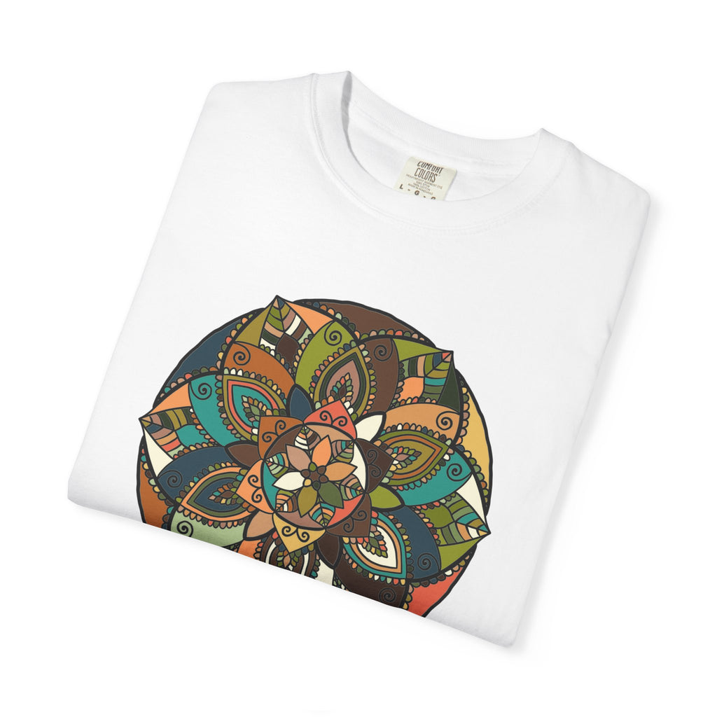 Mandala Earth Flora T-Shirt — Earthy Tones Geometric Art Tee