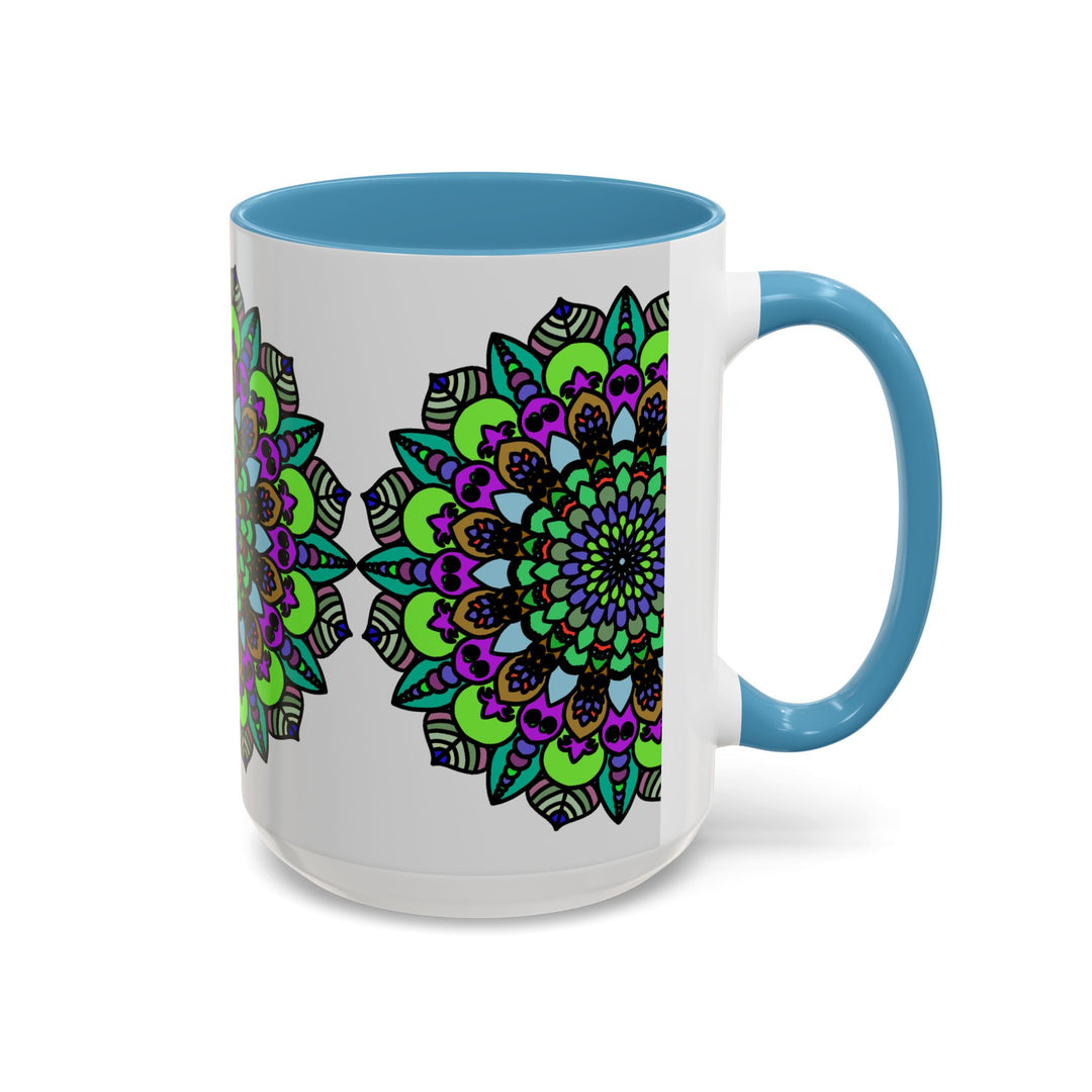 Intricately designed mandala art mug with colorful and vibrant details