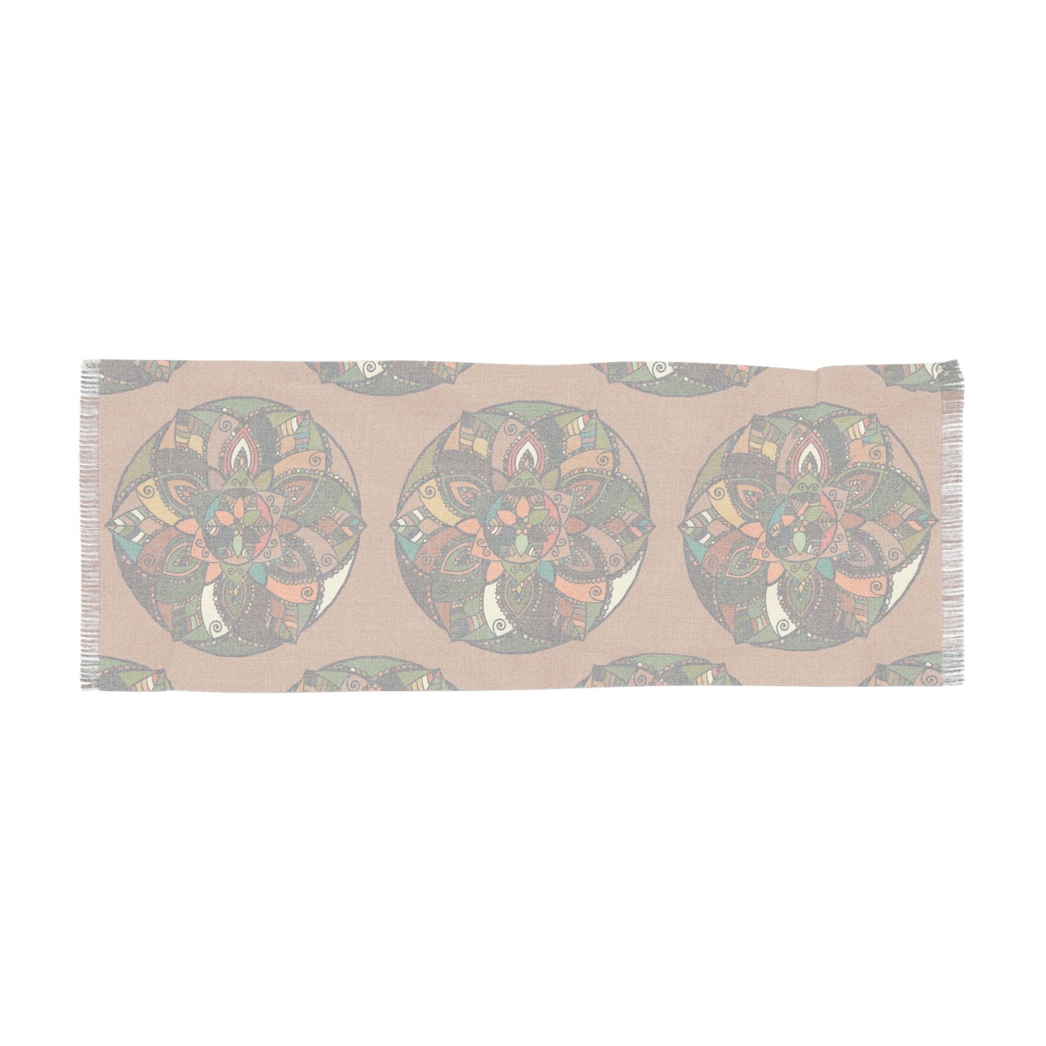 Mandala Floral Light Scarf — Earthy Tones Heart Pattern
