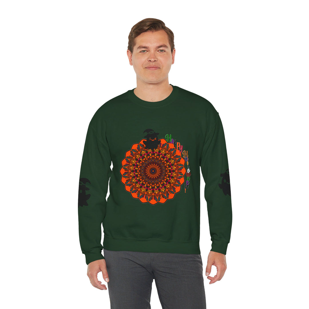 Trendy and cozy sweatshirt adorned with a beautiful mandala ghost pattern