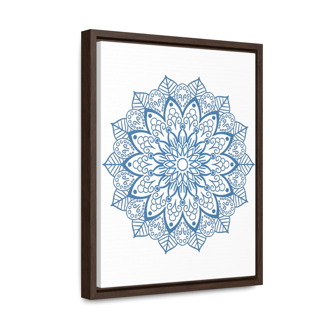 Handmade steel blue Mandala design wall art on gallery canvas wraps