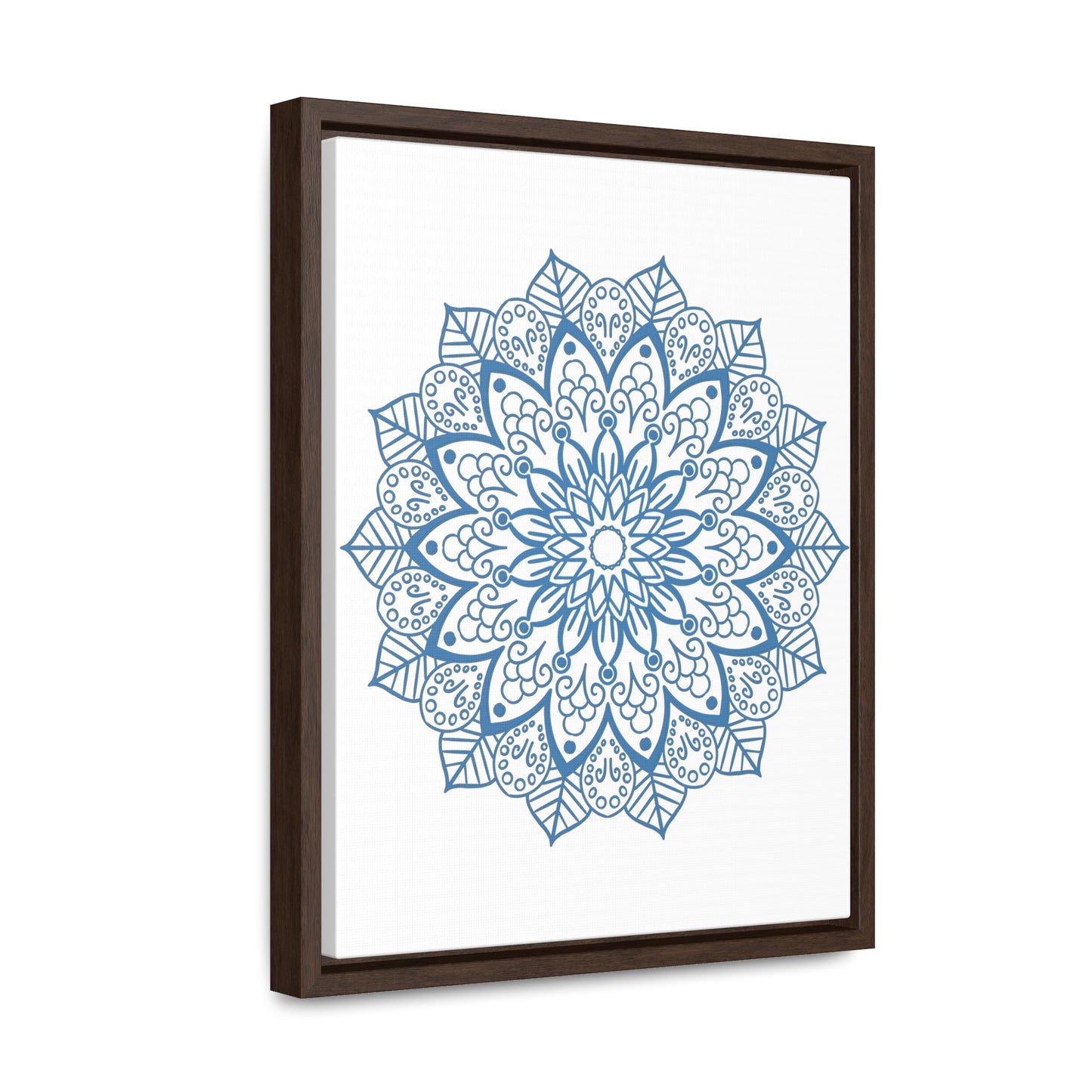 Handmade steel blue Mandala design wall art on gallery canvas wraps