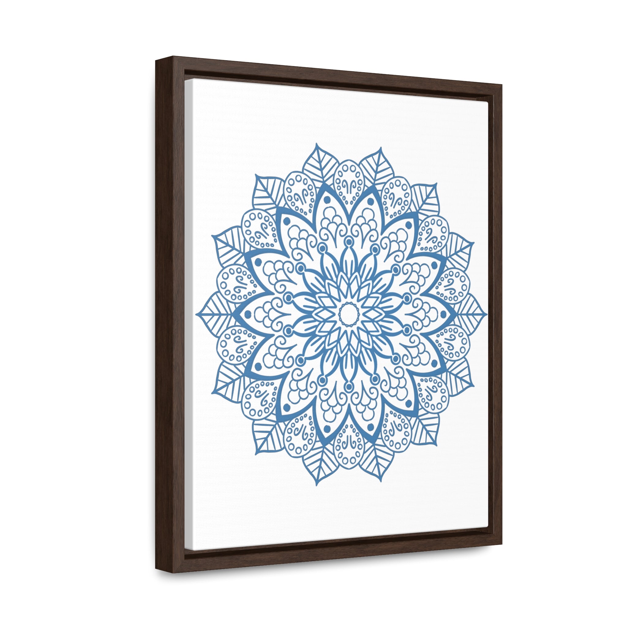 Handmade steel blue Mandala design wall art on gallery canvas wraps