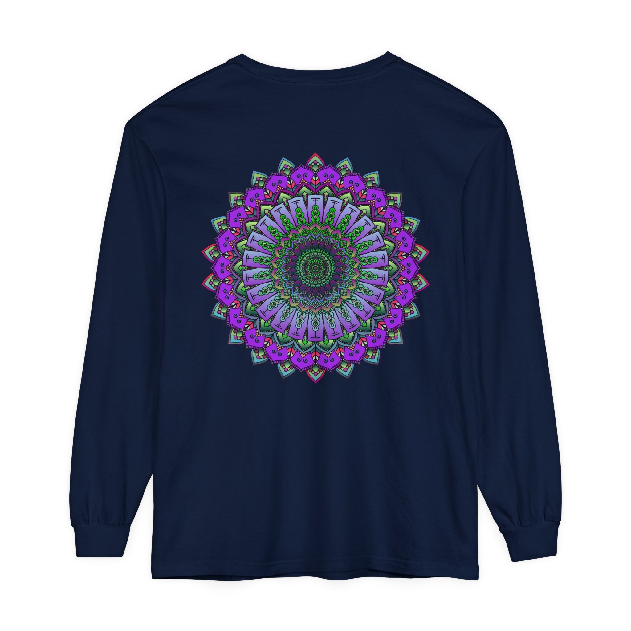 Intricate Mandala Unisex Long Sleeve T-Shirt with detailed, colorful design