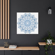 Beautifully handcrafted steel blue canvas featuring intricate mandala art design