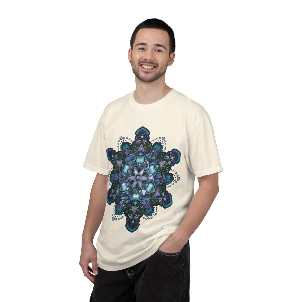 Mandala T-Shirt – Blue Purple Boho Geometric Floral Design