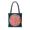 Beautiful and intricate Mystical Nature Mandala Tote Bag with vibrant colors and nature-inspired design, perfect for carrying your essentials in style