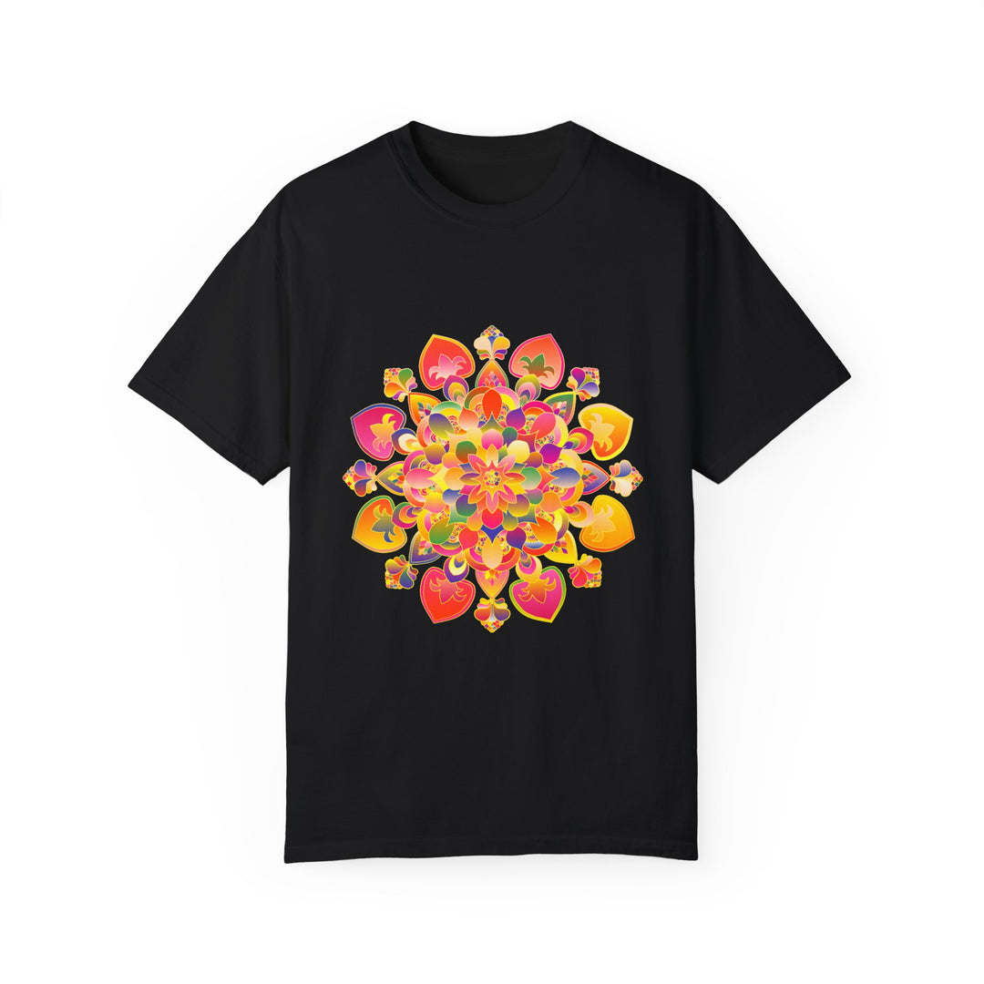 Vibrant Mandala T-Shirt with Intricately Hand-Drawn Design in Multiple Colors