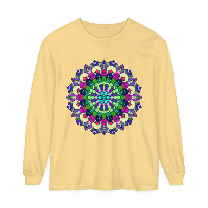 Colorful and intricate mandala design long sleeve unisex t-shirt for vibrant style