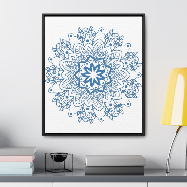 Beautiful Mandala Handmade Art in Steel Blue, Gallery Canvas Wraps, Vertical Frame - Perfect for adding a touch of elegance to any space