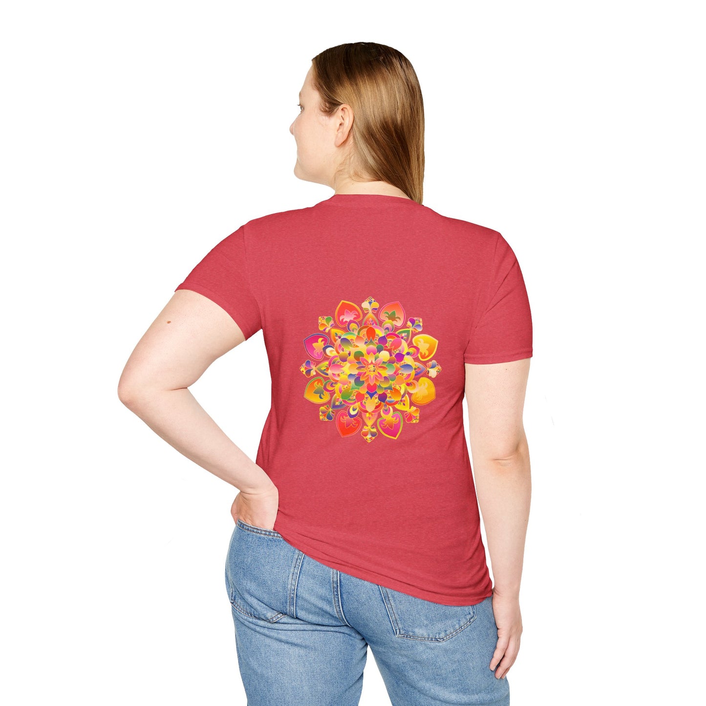 Lotus Mandala Unisex T-Shirt featuring a hand-drawn, unique design by Blululi