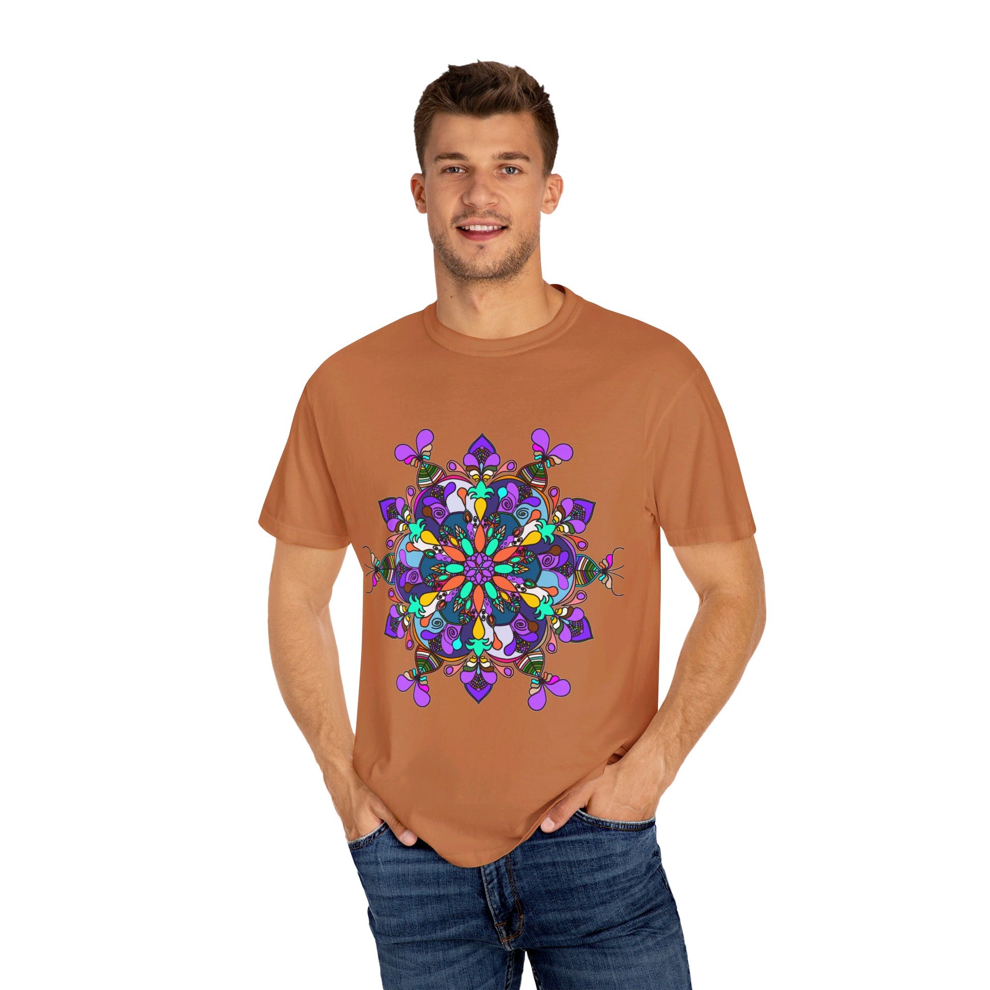 Detailed Hand-Drawn Mandala Art on Soft and Durable Cotton T-Shirt