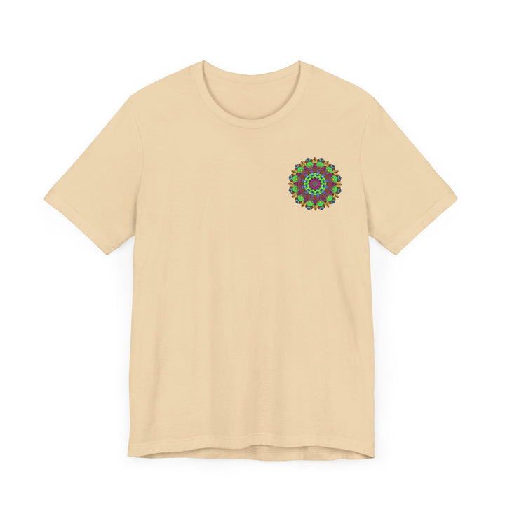 Colorful t-shirt featuring a vibrant mandala design representing peace and harmony