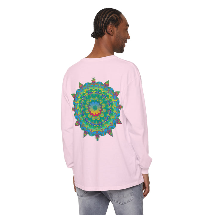 Colorful, intricate mandala design long sleeve t-shirt with psychedelic vibes