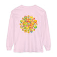 Colorful and vibrant long sleeve t-shirt featuring a psychedelic mandala