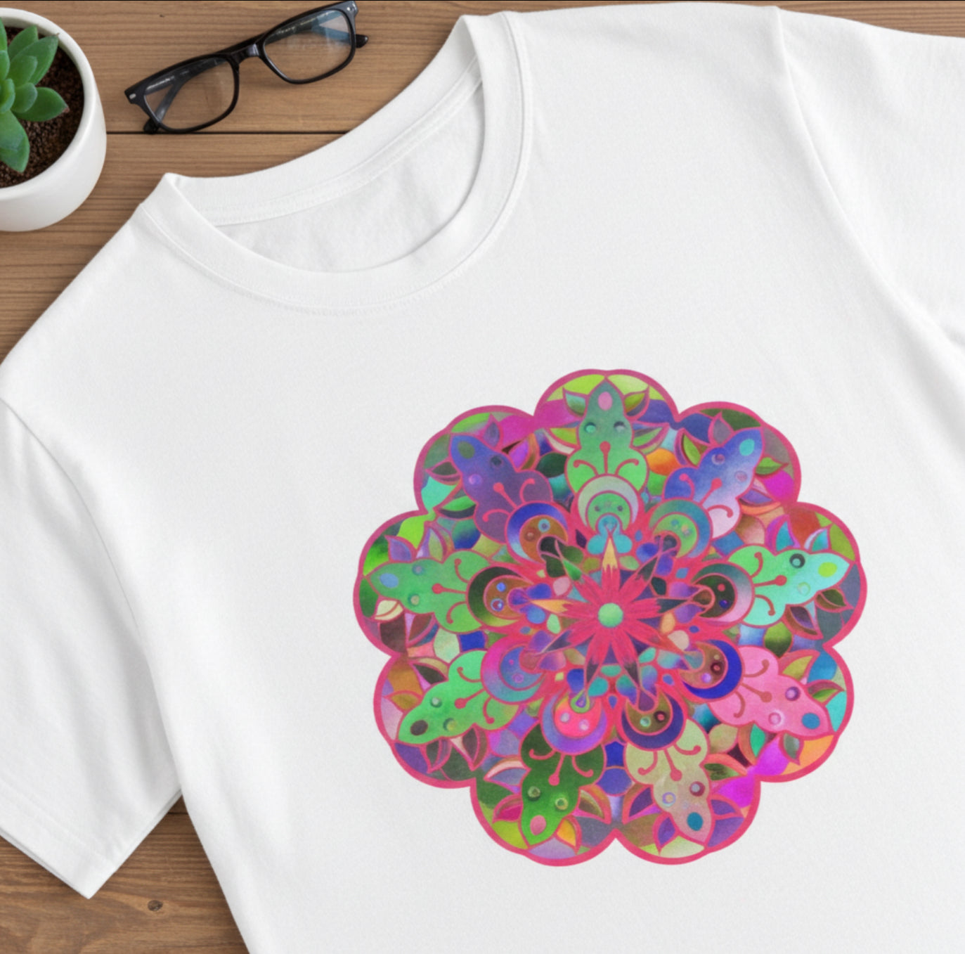 Maglietta Mindfulness con Mandala Art e design colorato e lussureggiante