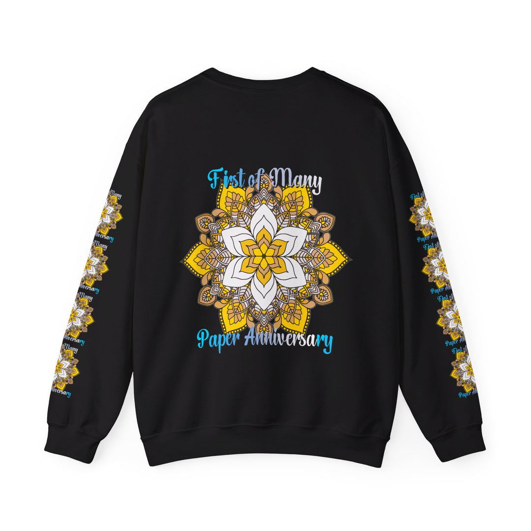 Crewneck sweatshirt featuring a handmade mandala design with intricate details