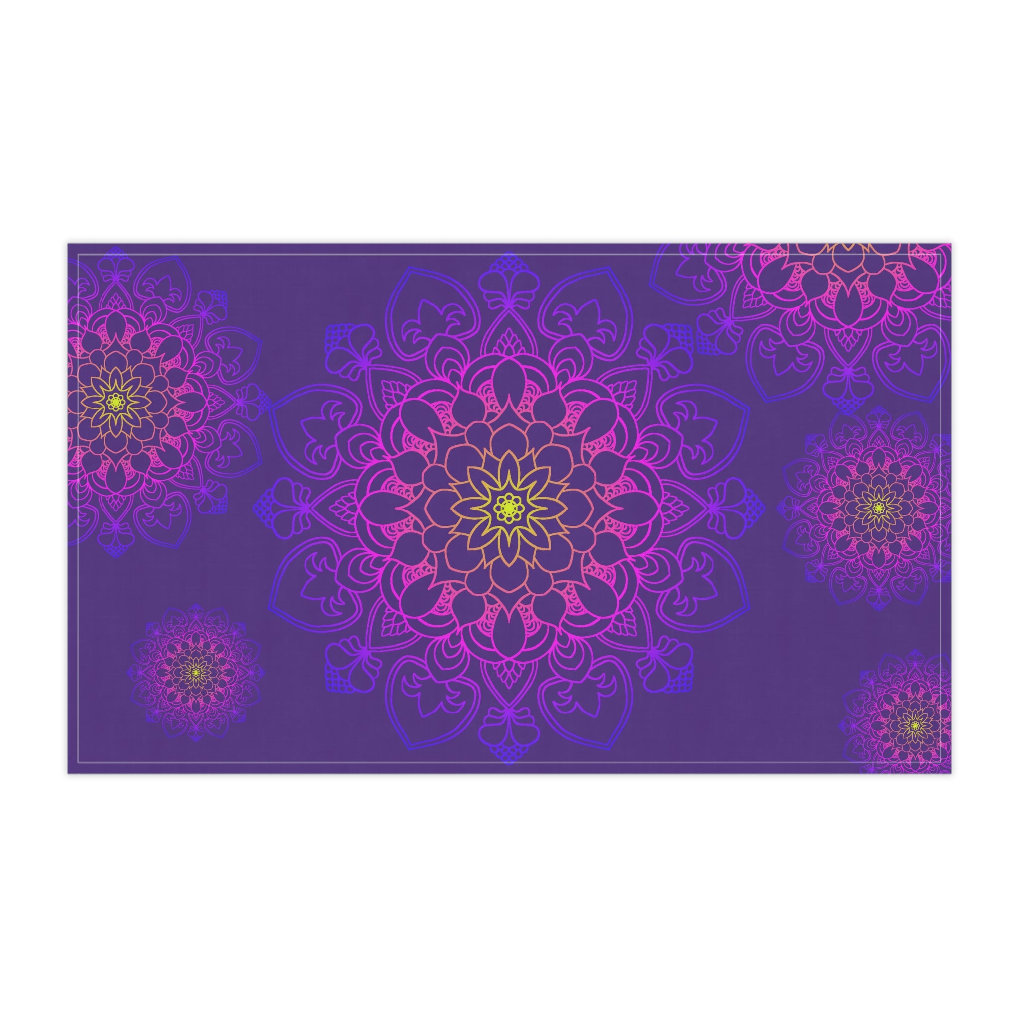 Set di strofinacci da cucina con mandala floreale in intense tonalit√† viola e rosa