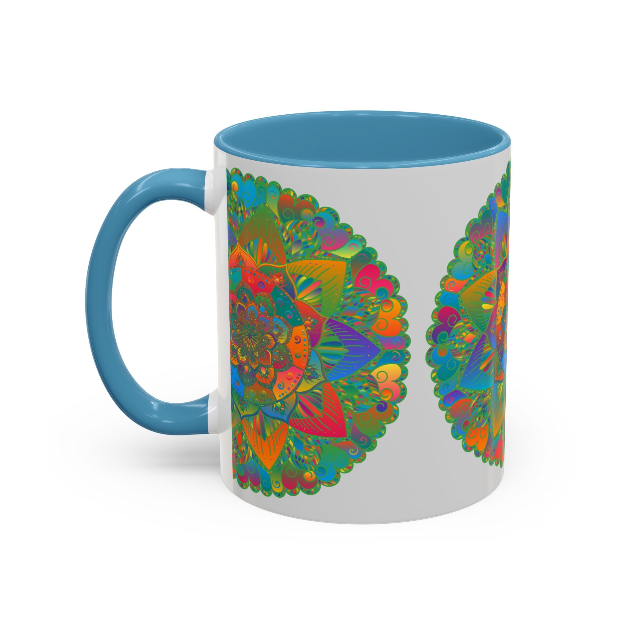 A beautiful, handcrafted Mandala Art Mug with a vibrant and intricate floral design