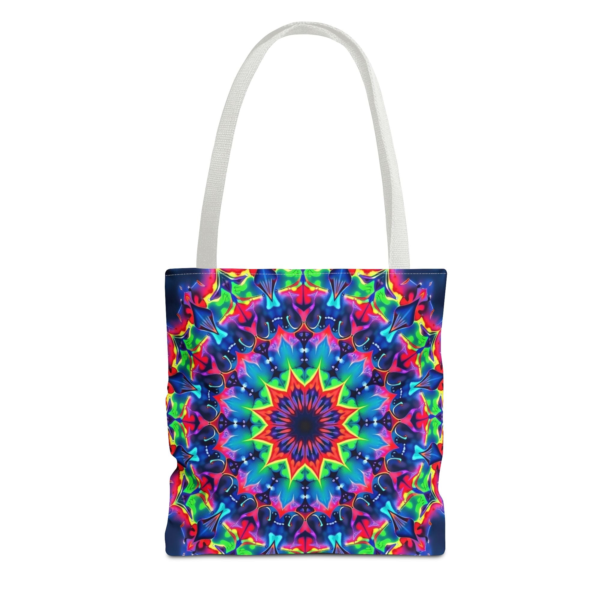 Colorful and intricate mandala design tote bag perfect for bohemian style